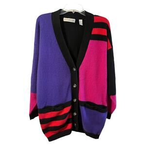 Vintage Valerie Stevens Color Block Wool Blend Sweater SzM